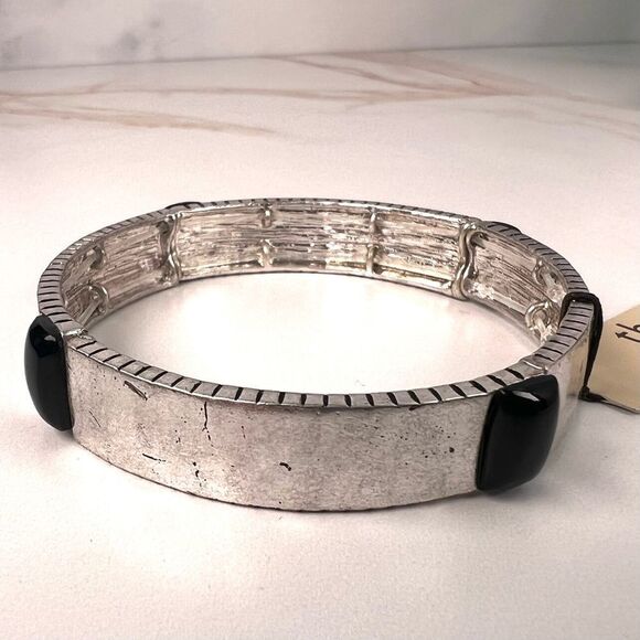 The Sak Black and Silver Tone Stretch Bracelet 2.5 inches NWT - Picture 4 of 4
